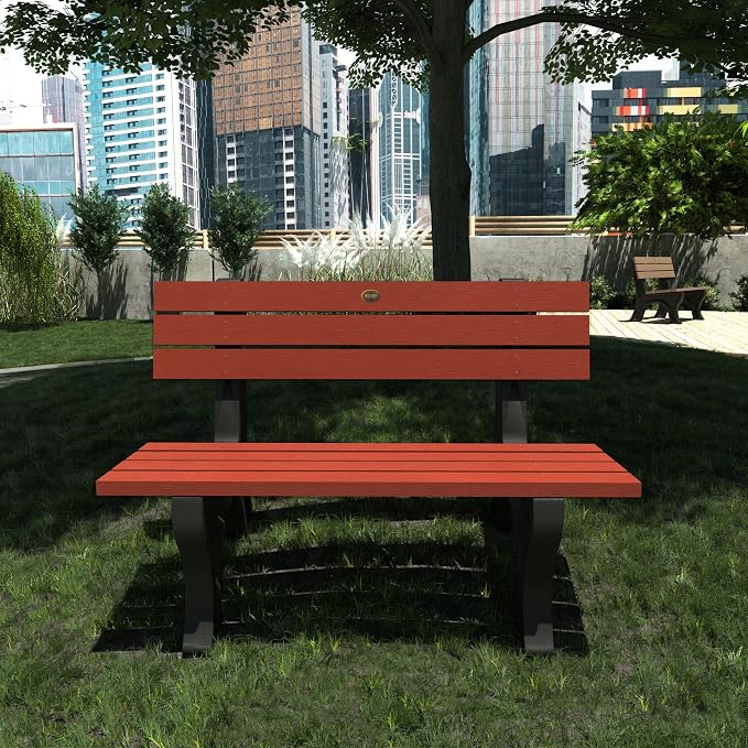 Sequoia Professional Aurora 4 ft Park Bench, Rustic Red
