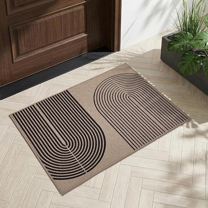 GarveeHome Modern Rainbow Easy Jute Rug, 2x3 Easy Jute Entryway Rug - Non-Slip Indoor Outdoor Doormat, Washable & Non-Shedding for Front Door, Kitchen, Farmhouse Porch
