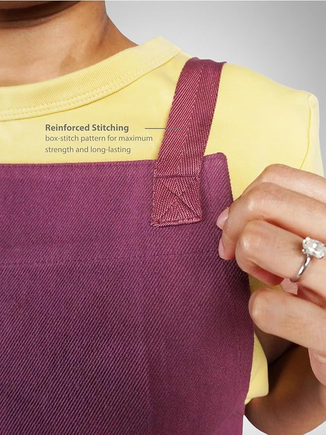 100% Cotton Kitchen Apron with 2 Pockets – Adjustable Chef Apron for Cooking Baking BBQ – Unisex Apron