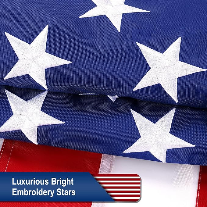 American Flag 4x6 Outdoor Heavy Duty - Waterproof & UV Protected Polyester US Flag with Embroidered Stars, Sewn Stripes, Brass Grommets, Fade Resistant for Yard, Garden, Pole
