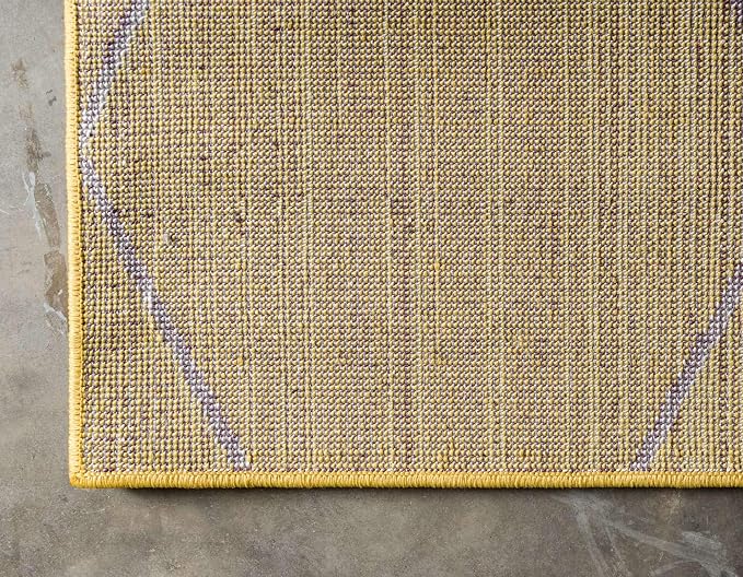 Unique Loom Trellis Frieze Collection Area Rug - Geometric (8' x 11', Yellow/ Ivory)