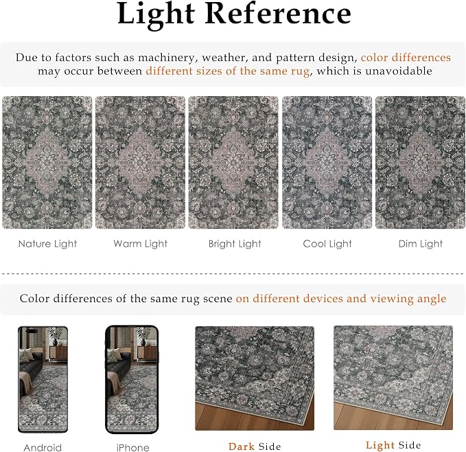 HUGEAR 2x3 Entryway Area Rug Retro Black Small Rug Machine Washable Door Mat Vintage Floral Low Pile Carpet Distressed Throw Rug Entrance Kitchen Bathroom Bedroom Office Non Slip Soft Lightweight