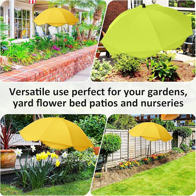 2pcs 26 Inch Plant Umbrellas for Outdoor Plants Garden Umbrella Shade for Potted Plant, Garden Bed Flower Pot Provide Shade to ‌defend Blazing Sun (Yellow,Green)