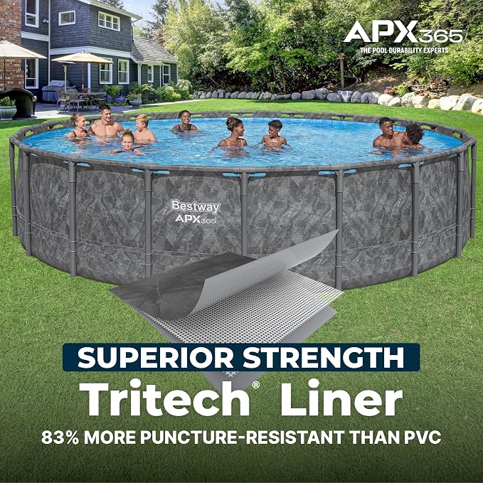 Bestway APX 365 20' x 52" Above Ground Pool Set with Sand Filter Pump | Long-Lasting All-Season Swimming Pool with Galvanized Steel Frame - Ladder, Cover, and Polysphere Filtration Balls Included