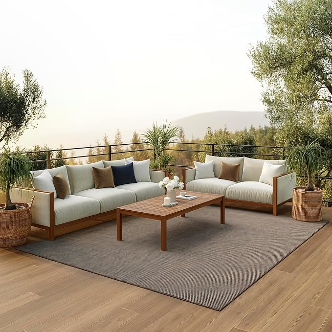 Nourison Home Positano Natural 6' x 9' Area Rug - Easy Clean, Non Shedding, Bed Room, Living Room, Dining Room, Kitchen (6' x 9')