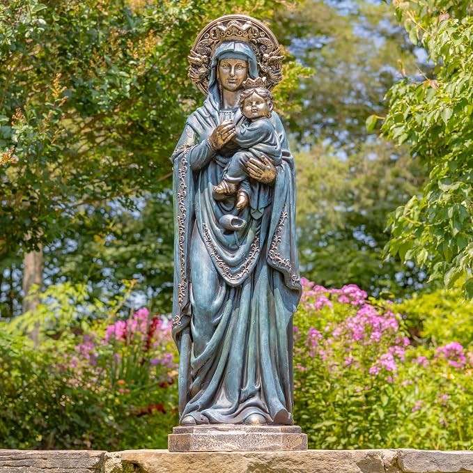 Zaer Ltd. Our Lady of Perpetual Help Garden Statue, 48" H, Magnesium Madonna with Child, Antique Grey or Bronze (Antique Bronze)