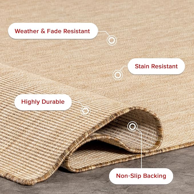 Nuloom Outdoor Performance Collection Nakia Brown/Ivory, 8' x 10', Soft and Cozy, High Traffic, Stain Resistant, Easy Clean, Durable Area Rug for Indoor/Outdoor Patio, Deck, Porch, Garden, Courtyard