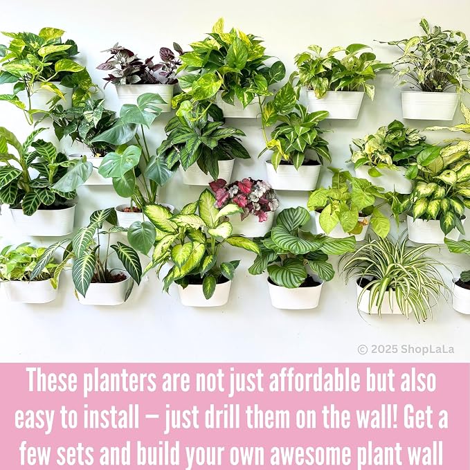 LaLaGreen Rail Planter Outdoor Plants (11.8 Inch, 8 Pack) White Metal Iron Hanging Flower Pots Deck Railings Fence Buckets Modern Countryside Boho Style Wall Mount Window Box Holder Hooks Porch Decor