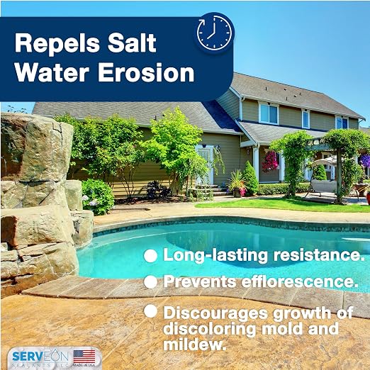 Natural Stone & Patio Sealer (Clear Natural Finish) Penetrating Commercial Grade Outdoor Indoor Natural Stone Grout Sealer - Protects Pavers Pools Patios Decorative Landscape Stones (1 Gallon) H2100S2