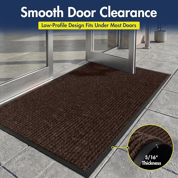 Notrax 109 Industrial Door Mat, 3' x 5' Entrance Mat, Heavy Duty Commercial Rugs for Entryway, Welcome Lobbies, Garage, and Mudroom, Made in the USA, Brown, Brush Step 109S0035BR
