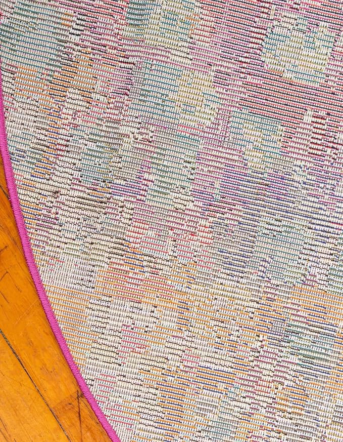 Unique Loom Jardin Collection Colorful, Vibrant, Abstract, Modern Area Rug (7' 11 x 10' 0 Oval, Multi/Blue)