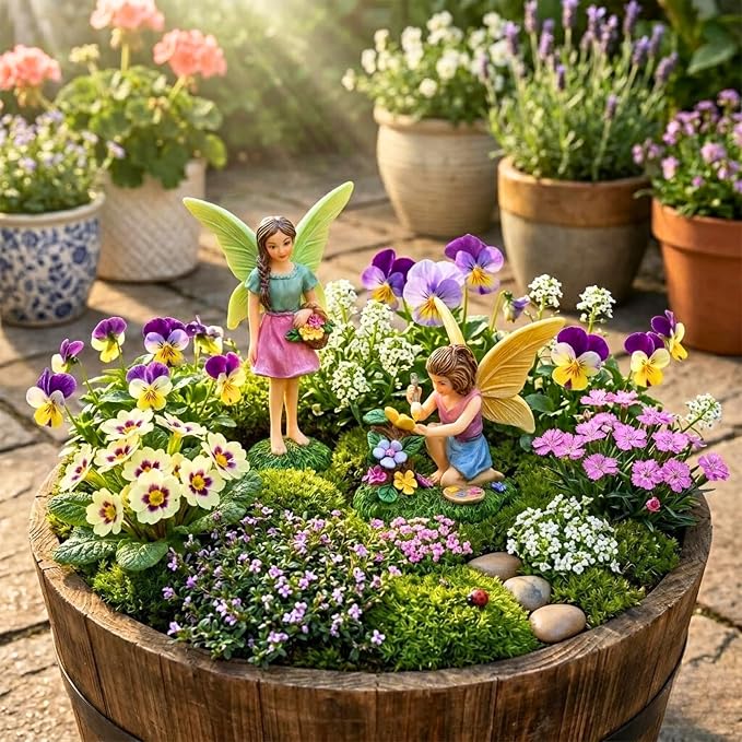 PRETMANNS Fairies for Fairy Garden - Colorful Accessories for an Indoor or Outdoor Miniature Garden - an Adorable Figurine Kit - 2 Pieces