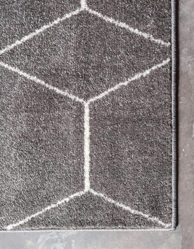 Unique Loom Trellis Frieze Collection Area Rug - Geometric (6' Square, Dark Gray/ Ivory)