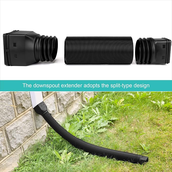 3 Pack Rain Gutter Downspout Extensions Flexible,Downspout Diverter Extendable From 21" To 58". Downspout Extender Is Suitable For Most Drain Pipe (Black)