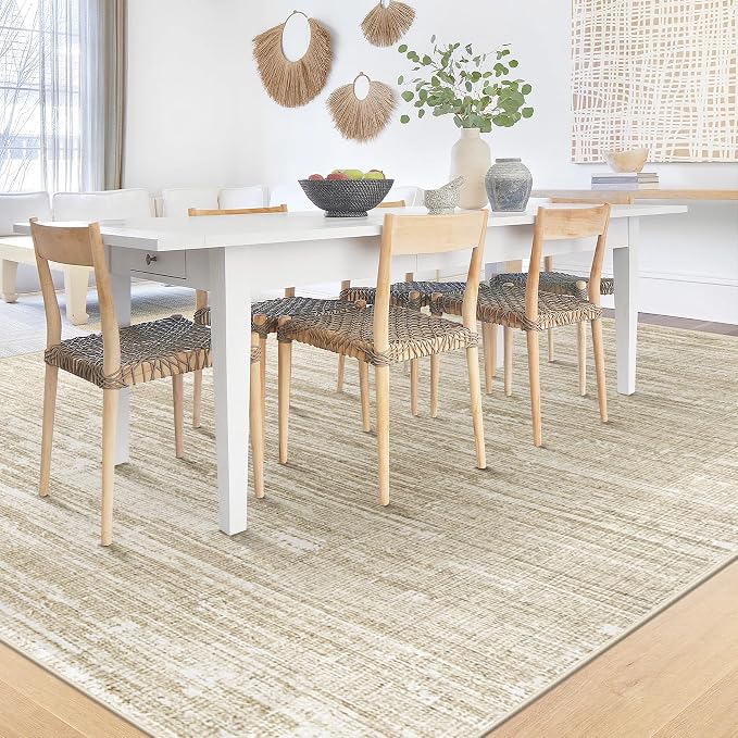 6x9 Area Rugs for Living Room: Washable Moroccan Geometric Boho Rug Farmhouse Non Slip Stain Resistant Large Rug Low Pile Soft Carpet for Bedroom Dining Room Home Office Children Room (Camel,6'x9')