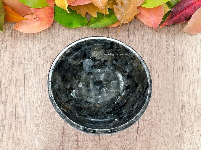 Larvikite Crystal Bowl - 2 Inch Decorative Bowls for Room and Home Decor - Gemstone Healing Crystals for Elegant Display, Positive Energy Balance and Gift