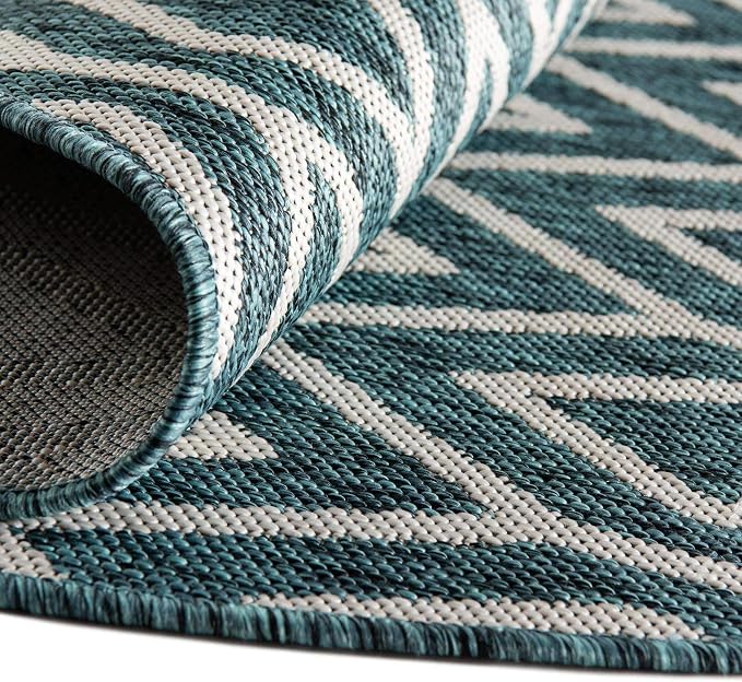Jill Zarin Outdoor Collection Area Rug - Turks and Caicos (7' 10" x 10' Oval Teal/Ivory)