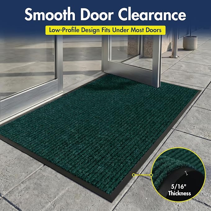 Notrax 109 Industrial Door Mat, 3' x 4' Entrance Mat, Heavy Duty Commercial Rugs for Entryway, Welcome Lobbies, Garage, and Mudroom, Made in the USA, Hunter Green, Brush Step 109S0034GN