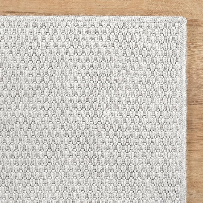CAMILSON Easy Jute Rug 6x9, Indoor Outdoor Off-White Farmhouse Area Rugs for Living Room Patio and Kitchen Rug, Solid Woven Design, Easy-Cleaning, Washable Outside Carpet Alfombras (6 x 9)