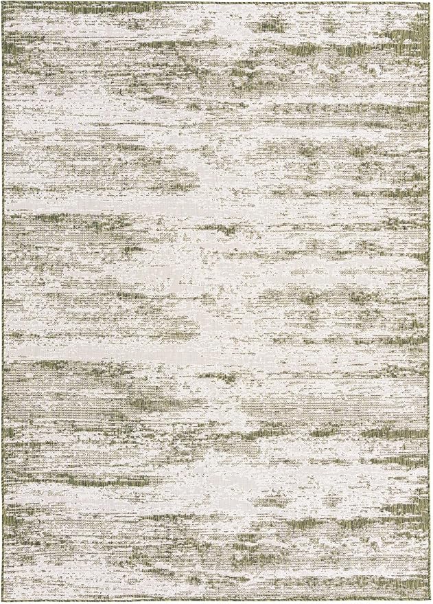 Unique Loom Outdoor Modern Collection Area Rug - Cartago (7' 10" x 11' Rectangle, Green/ Ivory)
