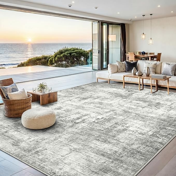 8x10 Area Rugs Washable Abstract Rug for Living Room Bedroom | Non Slip Soft Carpets Coastal Indoor Floor Stain Resistant Large Carpet for Bedroom Dining Room Farmhouse Nursery Office
