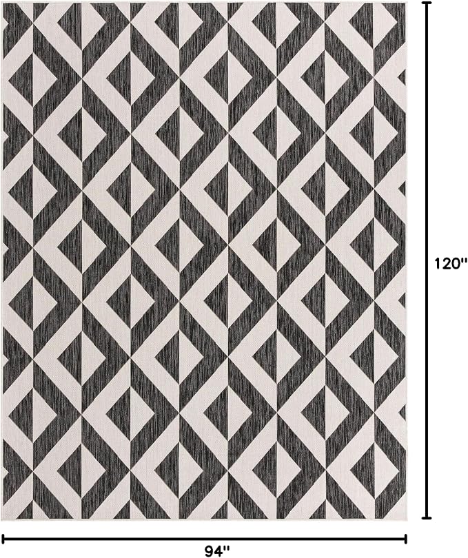Unique Loom Outdoor Collection Area Rug - Napa (7' 10" x 10' Rectangle, Charcoal Gray/ Ivory)