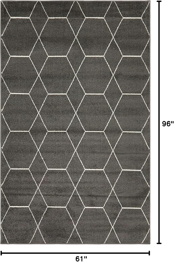 Unique Loom Trellis Frieze Collection Area Rug - Geometric (5' 1" x 8', Dark Gray/ Ivory)