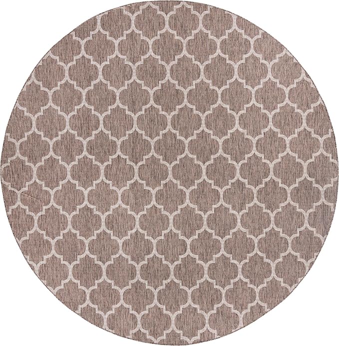 Unique Loom Outdoor Trellis Collection Area Rug - Trellis (Round 13' 0" x 13' 0", Brown/ Ivory)