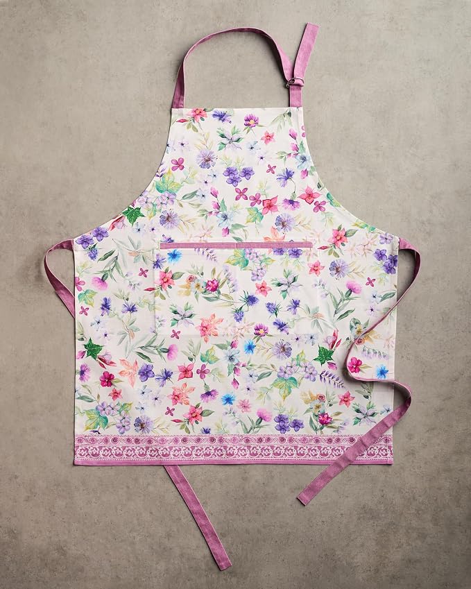 Maison d' Hermine Aprons for women with Pocket 100% Cotton (27.50"x31.50") | Adjustable Neck Strap & long ties Apron Men Chef Wedding Cooking Gardening Server Maid