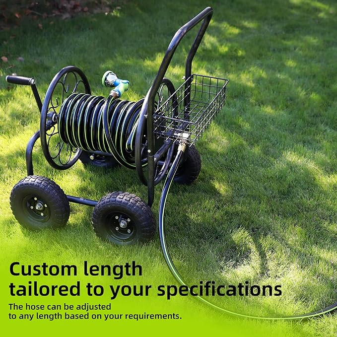 Worth Leader Long Garden Hose 5/8 in. x 50 ft. -No Kink, Flexible, Leakproof, Male to Female Fittings -Heavy Duty Durable PVC Lightweight Water Pipe with Brass Aluminum Ends for Household & Yard Use