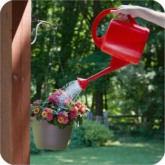 Consolidated Plastics Durable Swiss Watering Can with UV Protection, Ergonomic Handle for Indoor/Outdoor Gardening, Made in Switzerland (4 Liter, Red)