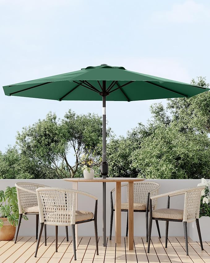 GarveeLife Outdoor Patio Umbrella, Table Market Umbrella with Push Button Tilt and Crank, 8 Sturdy Ribs UV Protection Waterproof for Garden, Deck, Backyard, Pool