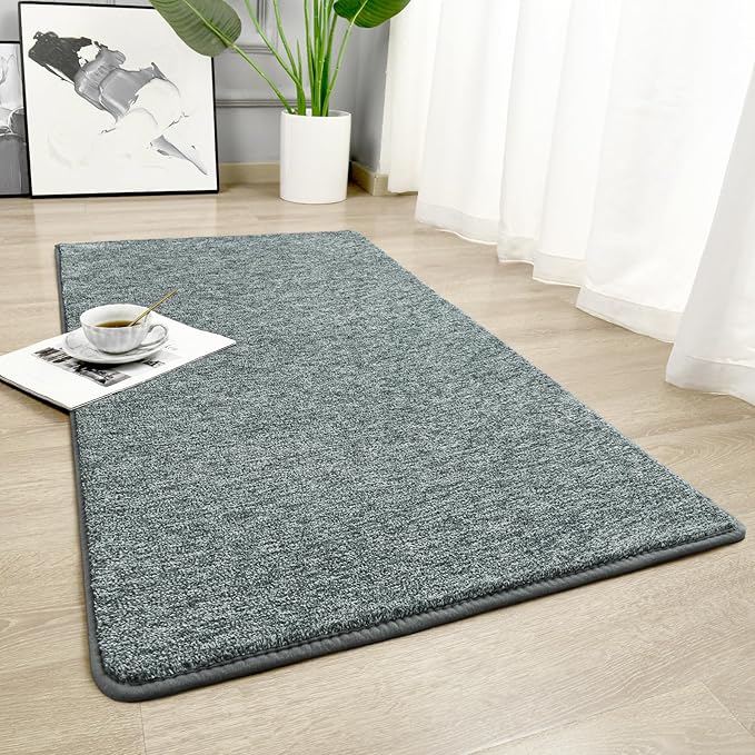Chicrug Memory Foam 2x4 Small Runner Rugs for Hallway Entryway Bedroom | Modern Low-Pile Carpet Runner Rug for Kitchen, Throw Kids Rug for Bedside Dorm Room Decor, Grey and White