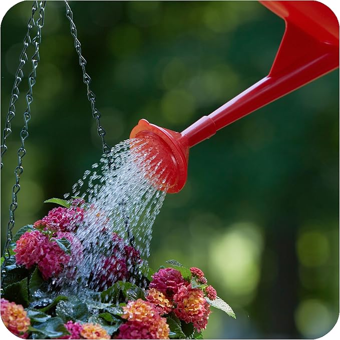 Consolidated Plastics Durable Swiss Watering Can with UV Protection, Ergonomic Handle for Indoor/Outdoor Gardening, Made in Switzerland (4 Liter, Red)