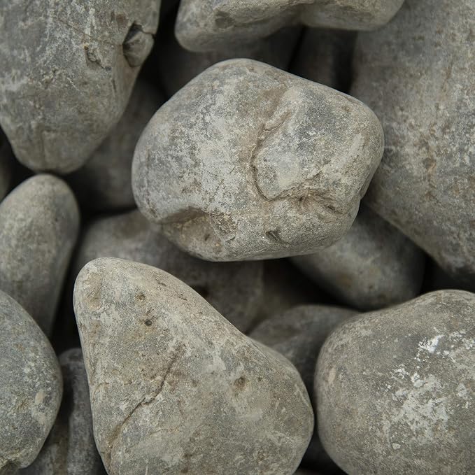 MSI Nile Decorative Polished Gray Pebbles, 1.2 inch - 2.4 inch, 40 lb. Bag