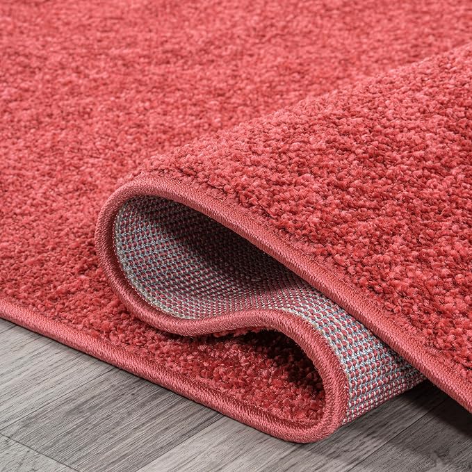 JONATHAN Y Haze Solid Low-Pile Red Runner Rug 2x16, Coastal,Bohemian,Minimalist,Classic, Easy-Cleaning for Living Room,Bedroom,Kitchen,Pet Friendly,Non-Shedding (SEU100E-216)