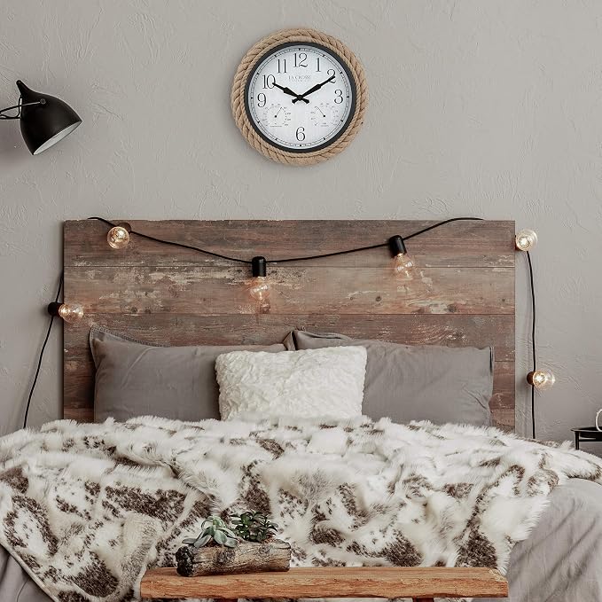 La Crosse Clock 433-3836 14-inch Rowan Indoor/Outdoor Rope Analog Quartz Wall Clock
