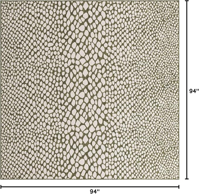 Unique Loom Outdoor Collection Area Rug - Cape Town (7' 10' Square, Green/ Ivory)