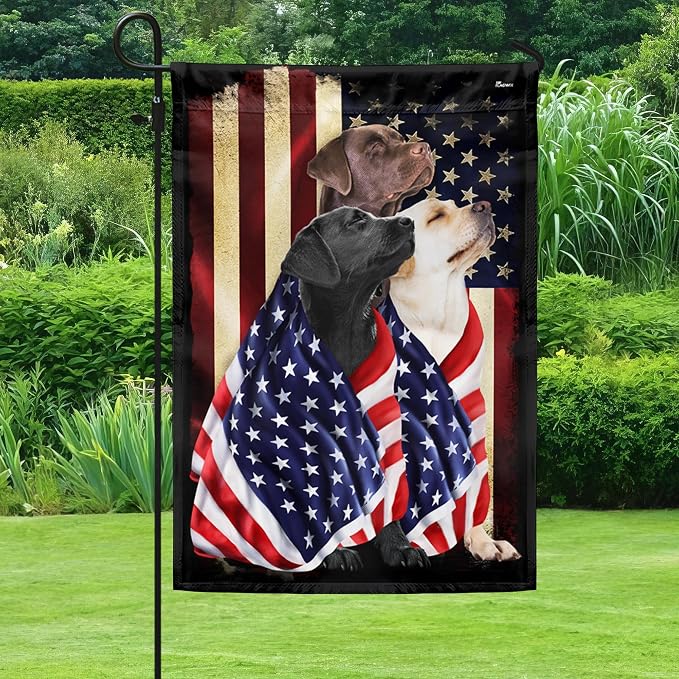 FLAGWIX 4th of July Decorations American Dog Garden Flag - Garden American Flags for Outside 11.5" x 17.5" - Dog Gifts for Men Women, Labrador Retriever Gifts for Outside Decorations for Yard
