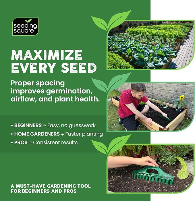 The Row Seeder by Seeding Square – Handheld Garden Tool for Precise Seed & Seedling Spacing in Rows & Seed Trays – for Vegetables, Flowers & Herbs. Durable & Ergonomic