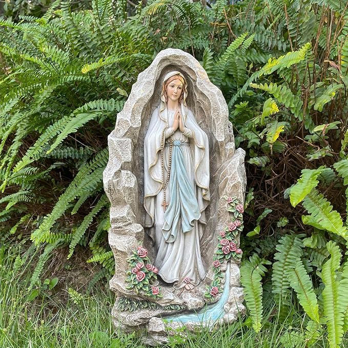 Grace4Joy Our Lady of Lourdes Statue - 18 Inches Virgin Mary Statue Catholic Garden Decor, Our Lady of Lourdes Grotto Sculpture for Home Yard Patio Lawn Hallway Decor