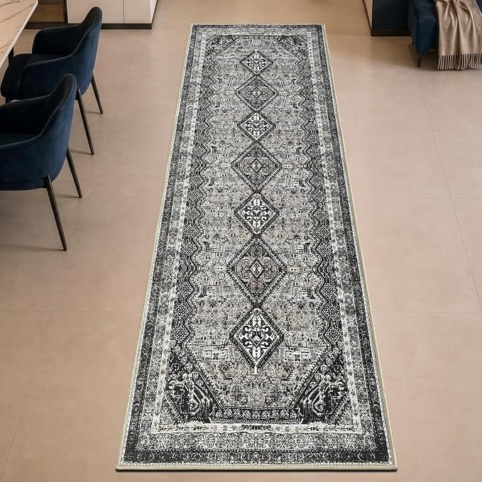 Keen Home Design Vintage Washable Runner Rug, Non-Slip Low Pile, 2x7 | Machine Washable Cotton Chenille, 0.25In Low Pile, Rubber Non-Slip Back; Kitchen, Hallway, Bathroom, Laundry Room