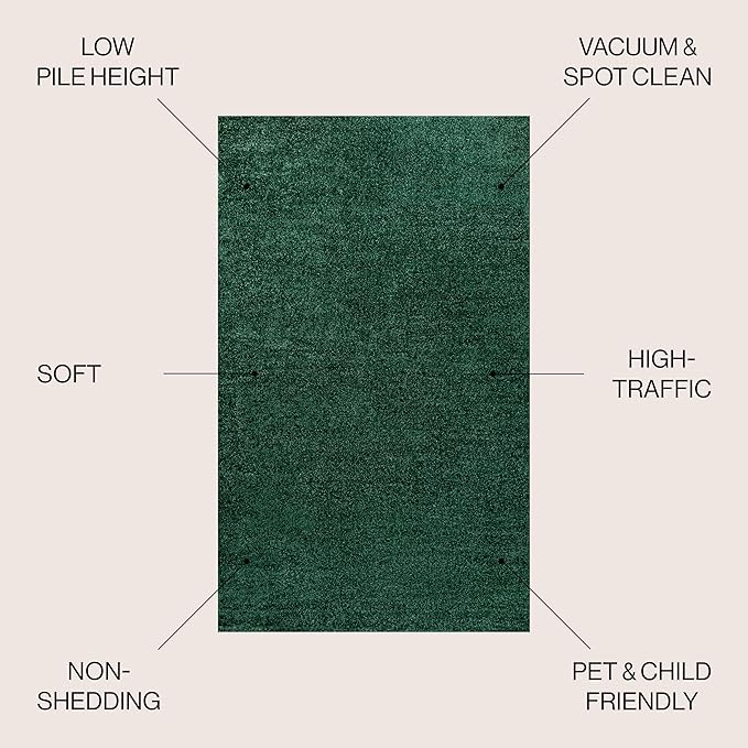 JONATHAN Y Haze Solid Low-Pile Emerald 5x8 Oval Indoor Area Rug, Coastal,Bohemian,Minimalist,Classic, Easy-Cleaning for Living Room,Bedroom,Kitchen,Pet Friendly,Non-Shedding (SEU100L-5OV)