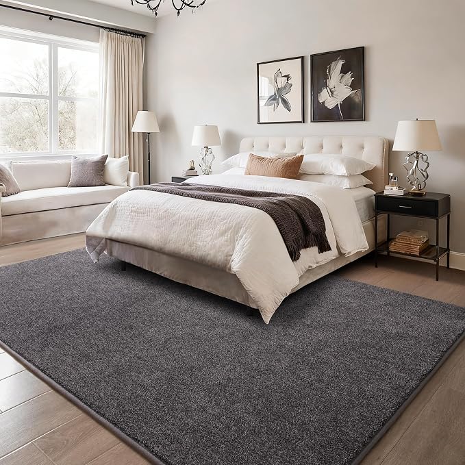 Keeko 3x5 Area Rugs for Living Room,Soft Washable Memory Foam Bedroom Rug | Indoor Throw Rug Low Pile Minimalist Non Slip Carpet for Kids Nursery Classroom Dorm Room Home Decor Dark Grey and White