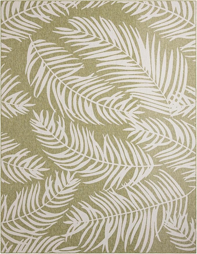 Unique Loom Outdoor Botanical Collection Area Rug - Palm (10' x 13' 1" Rectangle Green/Ivory)