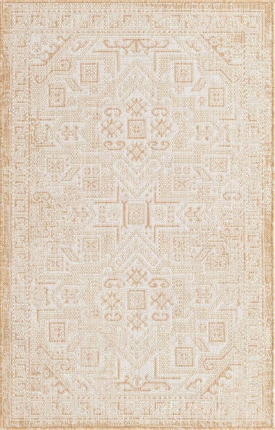 Unique Loom Outdoor Aztec Collection Area Rug - Coba (3' 3" x 5' 3" Rectangle, Natural/ Ivory)