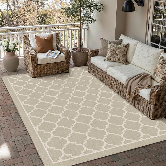 Beige 5x7 Washable Area Rug Living Room Non Slip Large Carpet | Soft, Low Pile, Easy Clean,Indoor Rugs for Bedroom, Office, Nursery, Dining Room, Kids Room, Modern Neutral Decor