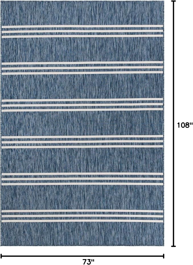 Unique Loom Jill Zarin Outdoor Collection Area Rug - Anguilla (6' 1'' x 9' Rectangle, Blue/ Ivory)