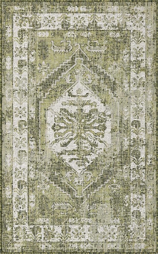 Unique Loom Outdoor Traditional Collection Area Rug - Valeria (3' 3" x 5' 3" Rectangle, Green/ Light Green)