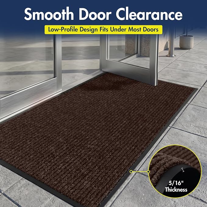 Notrax 109 Industrial Door Mat, 3' x 6' Large Entrance Mat, Heavy Duty Commercial Rugs for Entryway, Welcome Lobbies, Garage, and Mudroom, Made in the USA, Brown, Brush Step 109S0036BR